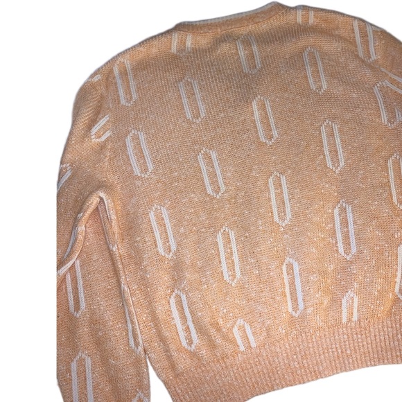 Vintage 80’s Orange Geo Print Chunky Knit Sweater - Picture 6 of 7